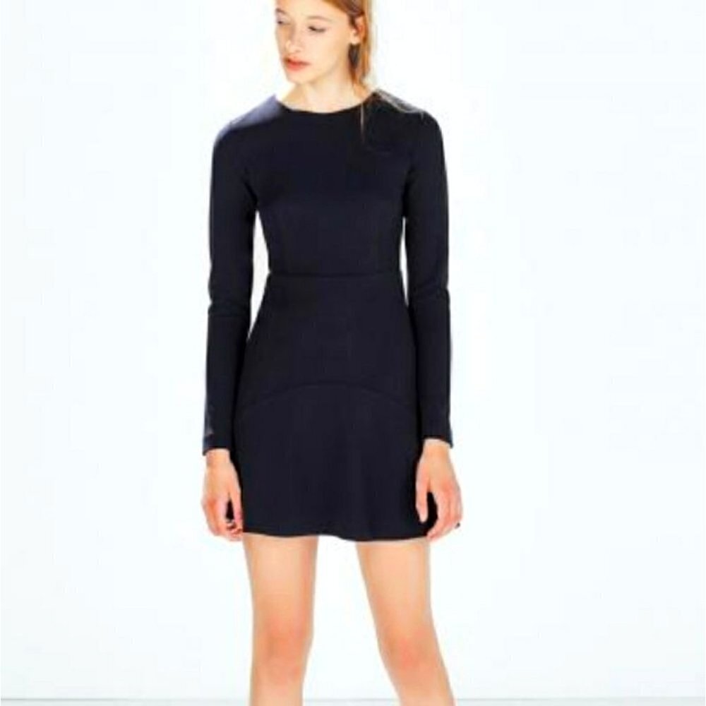 Zara trafaluc Navy Long Sleeve Dress